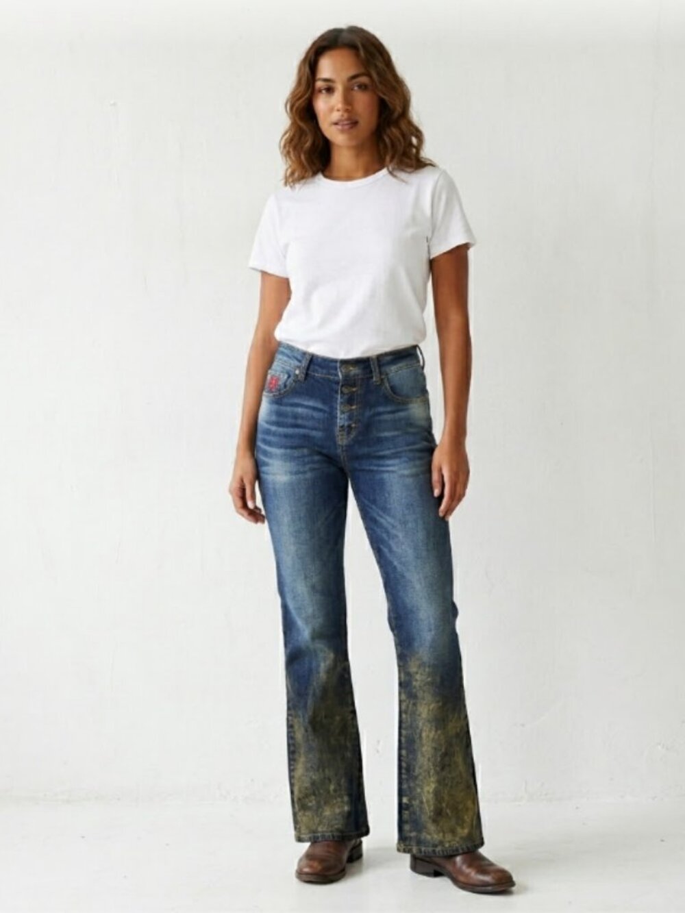 VTG 90s Bongo Let Me B Mud Wash Flare Jeans Button Fly Y2K Grunge Size 3